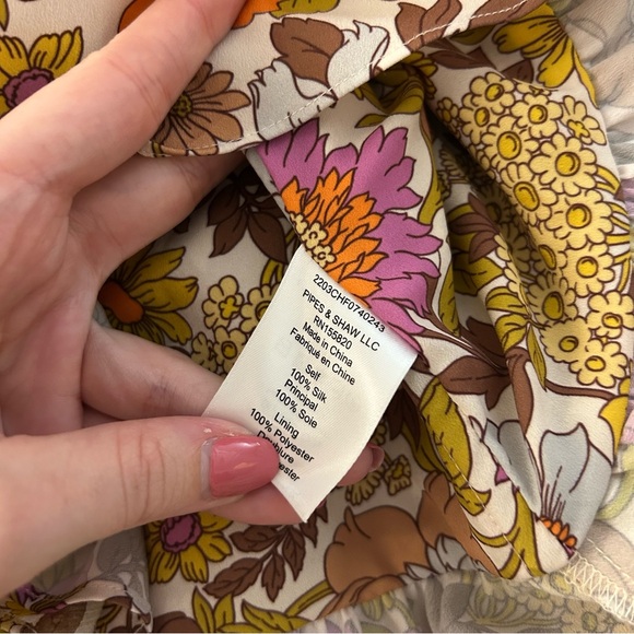 Veronica Beard Kailani Yellow Orange Boho Floral Silk Top - Picture 7 of 7